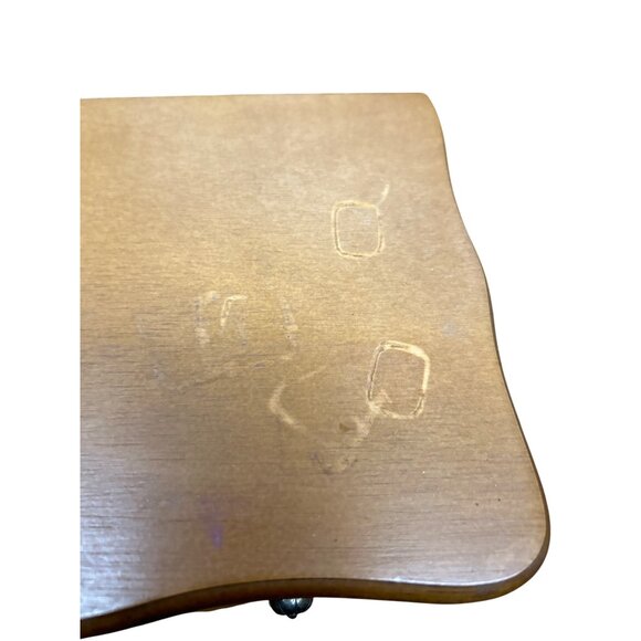 Wooden Jewelry Box With Mirror & Velvet-Lined Compartments 2 Drawers Scalloped D - Picture 2 of 10